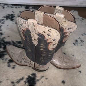 Lucchese Metallic & Star Leather Cowboy Boots